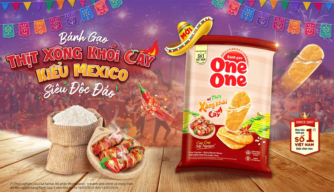 Bánh gạo vị thịt xông khói cay